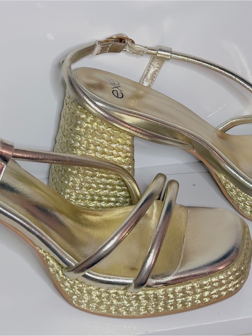 Exé Shoe Gold Metallic Strappy Platform